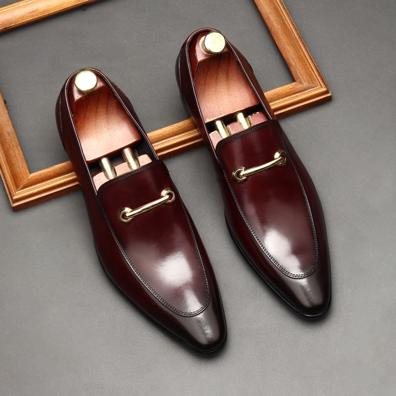 Men's British Style Business Trendy Toe Cattlehide Fashion Casual Shoes