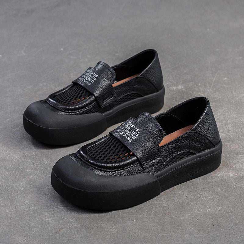 Women's Breathable Mesh Pumps Retro Flat Bottom Loafers