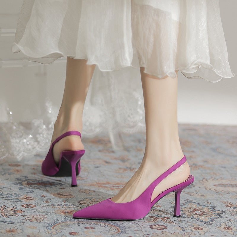 Women's Spring Satin Cap Slingback Adult Lady Like Woman Women's Fashion Shoes