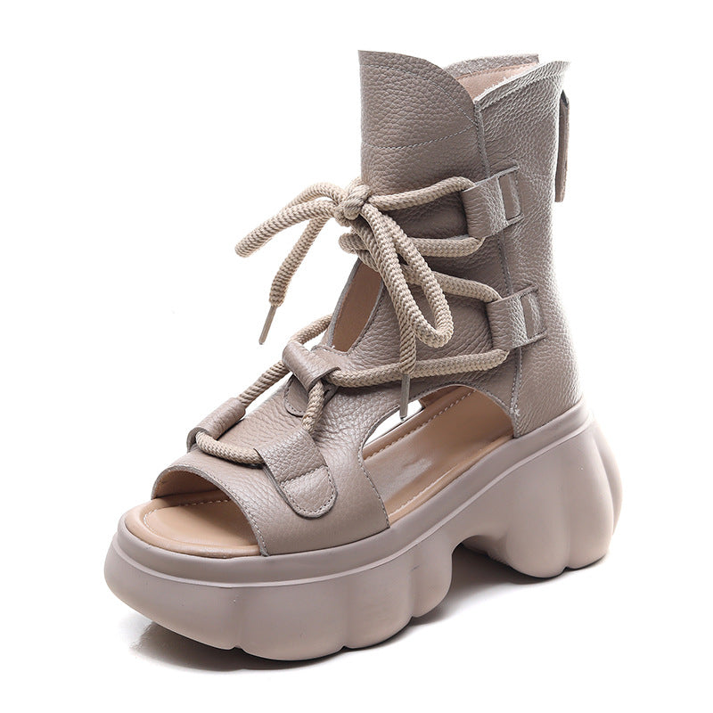 Women's Platform Roman Open Toe Peep Side Sandals