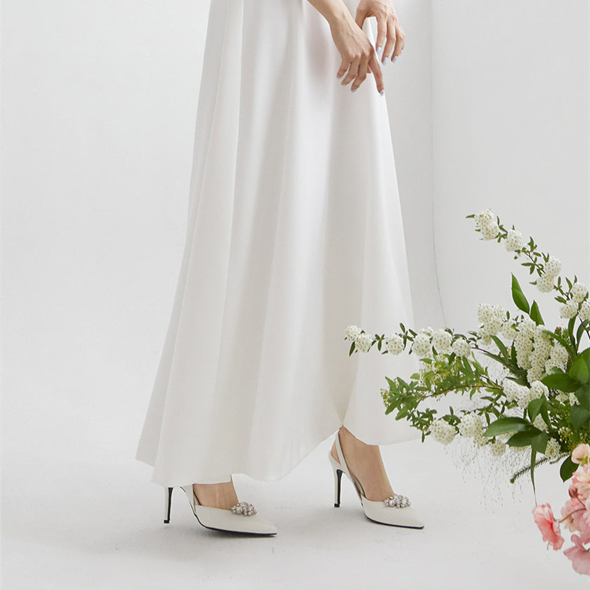 Women's Stilettos Pointed Bridesmaid High Fashion White Heels
