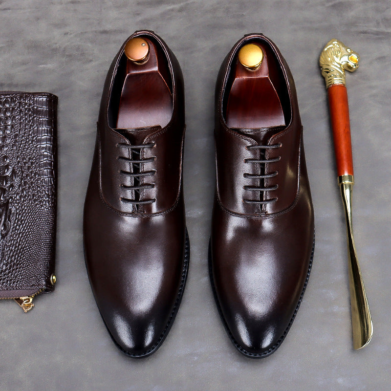 Men's Genuine Cattlehide Surface Low Cut Cowhide Handmade Formal Wear Leather Shoes