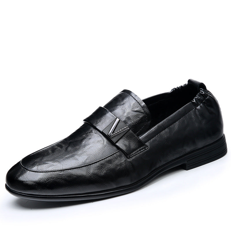 Men's Slip-on Genuine Versatile Korean Trendy Soft Men's Business Leather Shoes