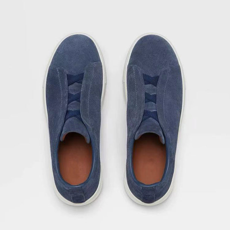 Men's Round Head Black Slip-on Breathable Lightweight Sneakers