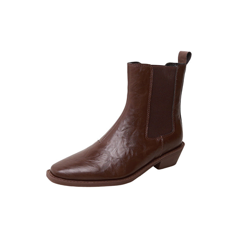 Women's Mom Back Zipper Thick High Elegant Single Boots
