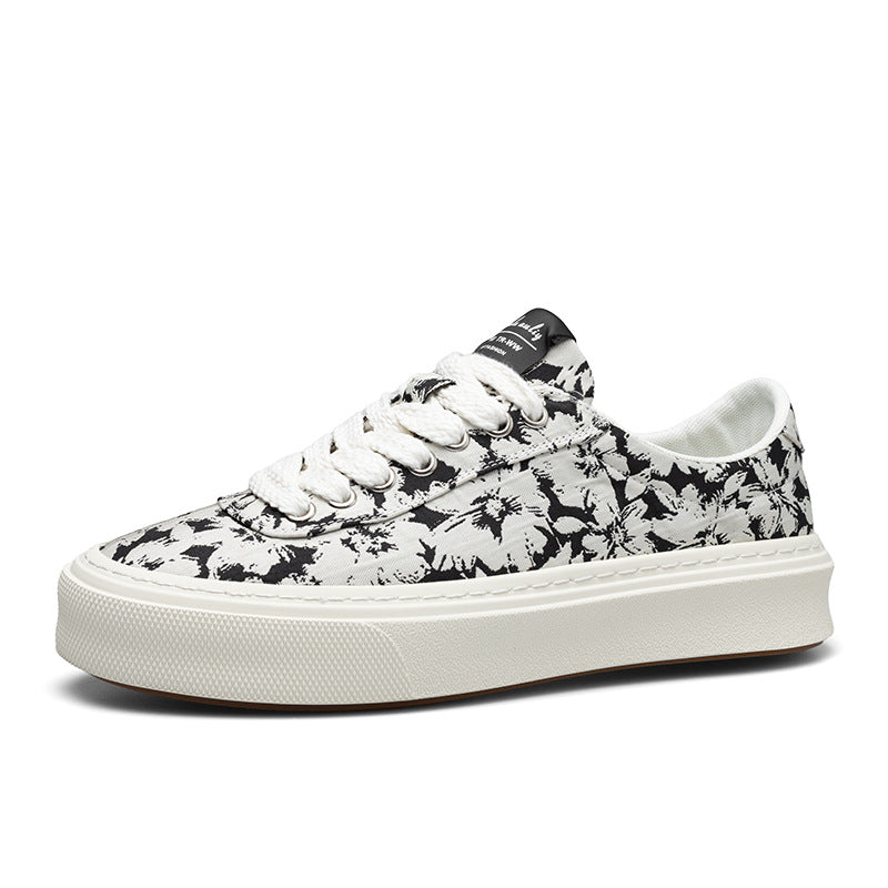 Men's Breathable Cloth Korean Style Printed Soft Canvas Shoes