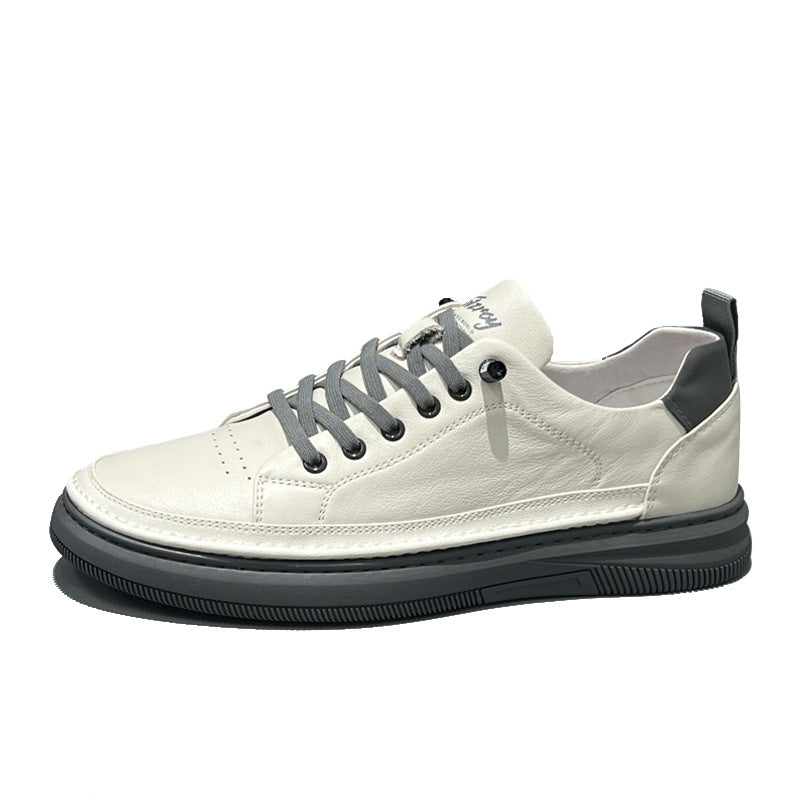 Men's Summer Thin Slip-on White Genuine Leather Shoes