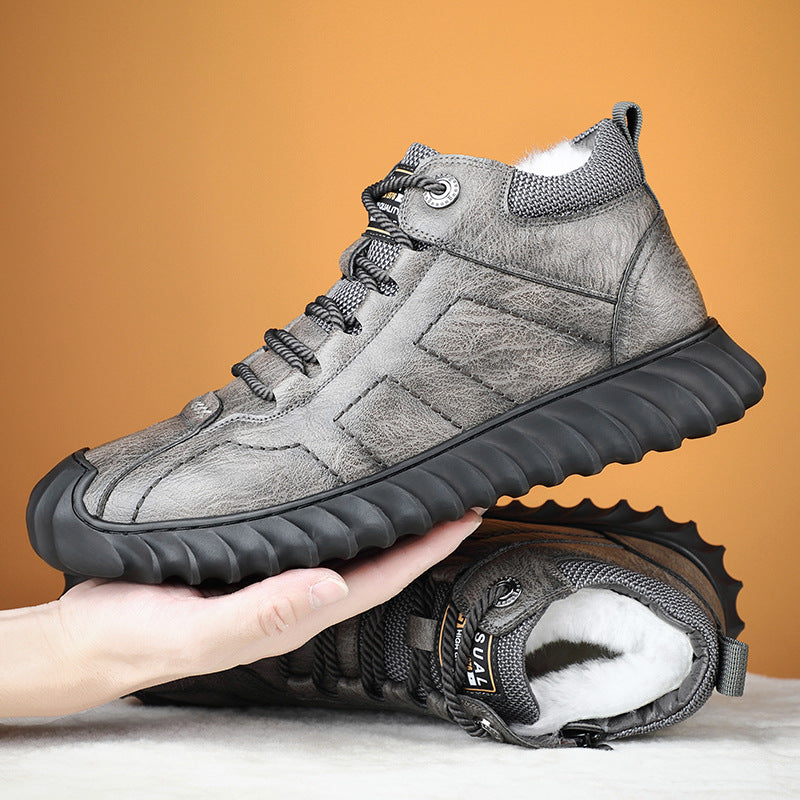 Men's Winter Wool Cotton Fleece Thick Warm Men's Shoes