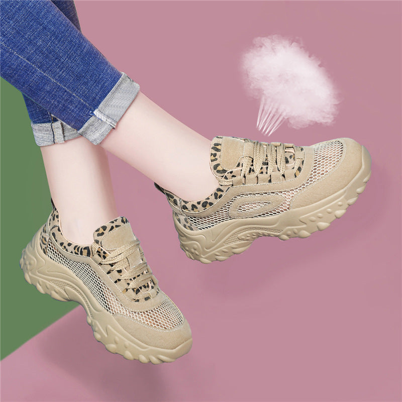 Women's Toe Box Hole Dad Thick Bottom Hollowed Heels