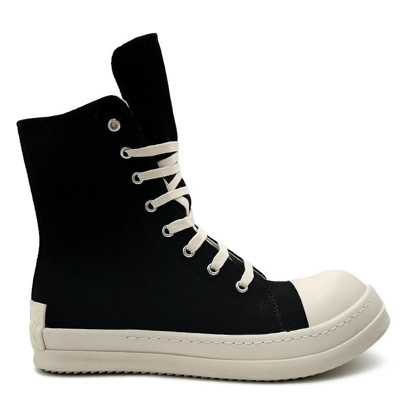 Men's Black White Back Lettered Board Plus Canvas Shoes