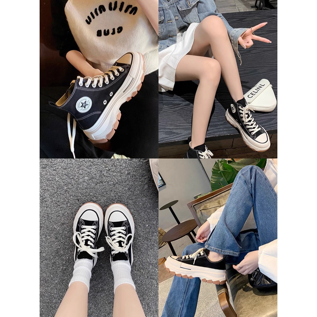 Women's Leisure Thick-soled Small Height Increasing Breathable Canvas Shoes