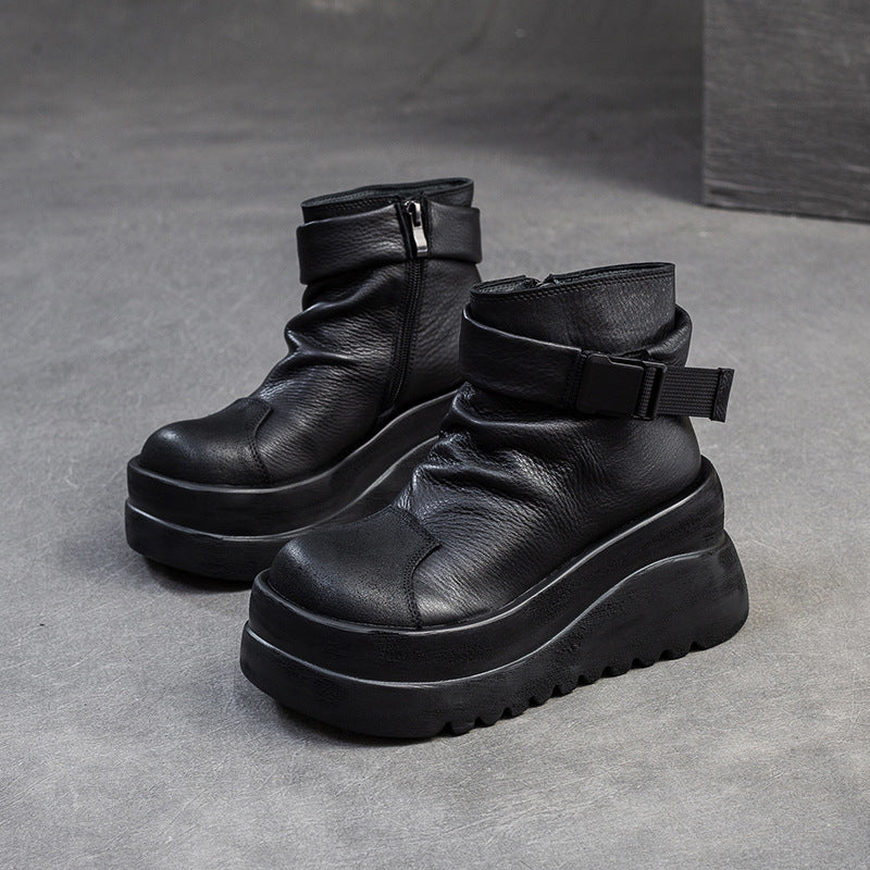 Women's Shu First Layer Cowhide Small Height Boots
