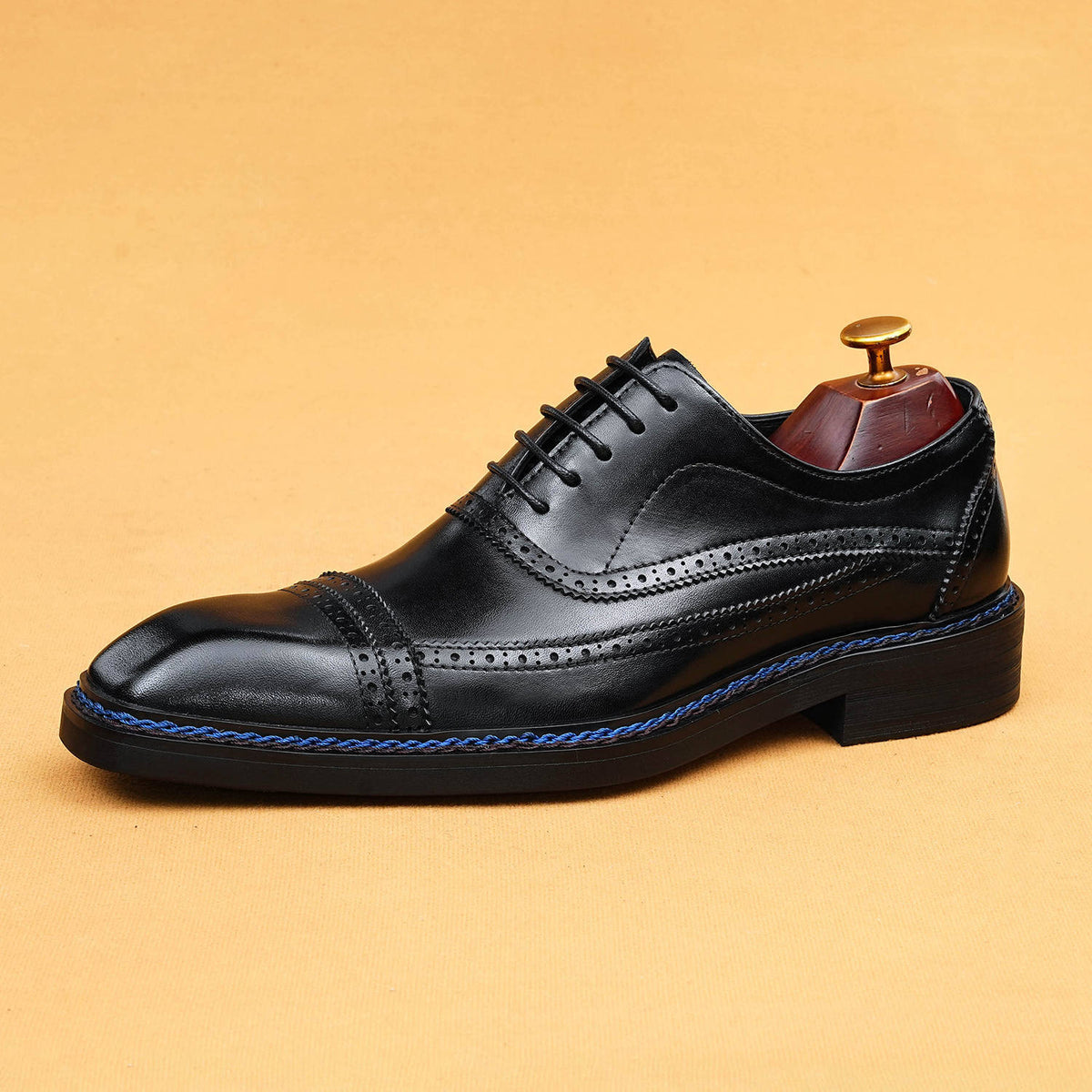 Men's Brogue Formal Wear Norwegian Seam Square Leather Shoes