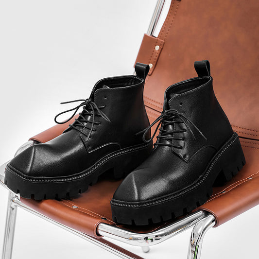 Men's British Style Thick Bottom Height Increasing Boots