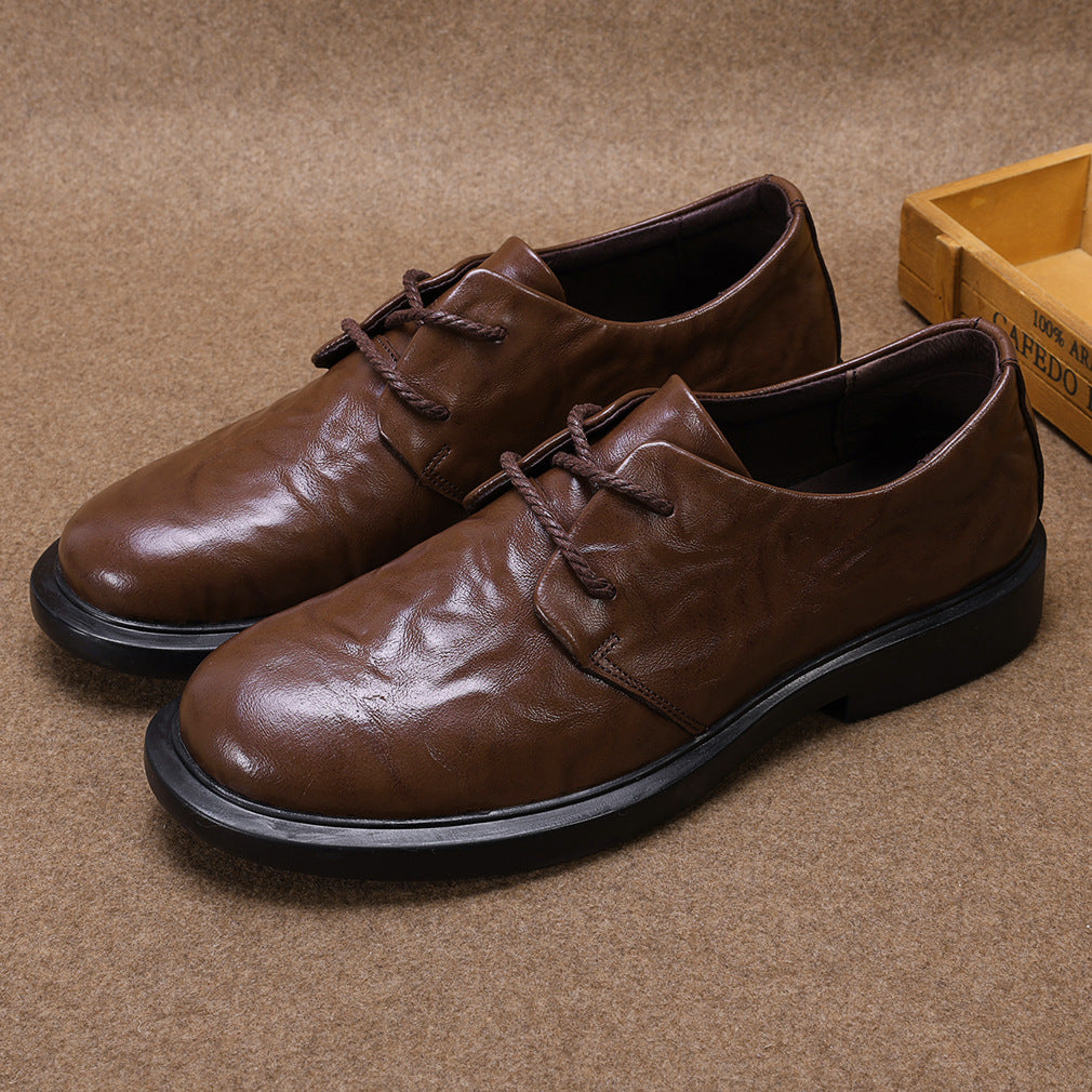 Men's Brown Business Formal Wear Soft British Style Green Leather Shoes