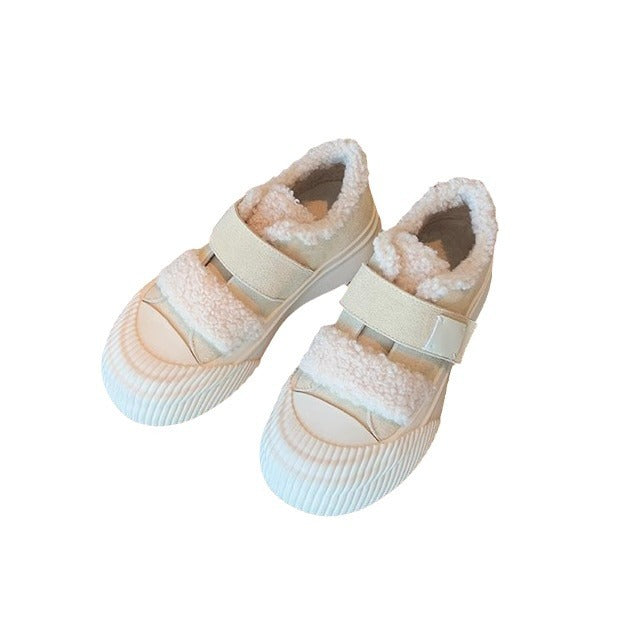 Women's Platform Fluffy Thick Fleece Warm Leisure Biscuit Casual Shoes