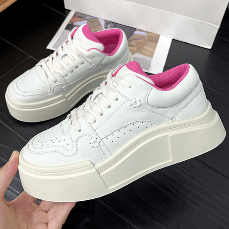 Women's Platform White Autumn Niche Contrast Color Sneakers