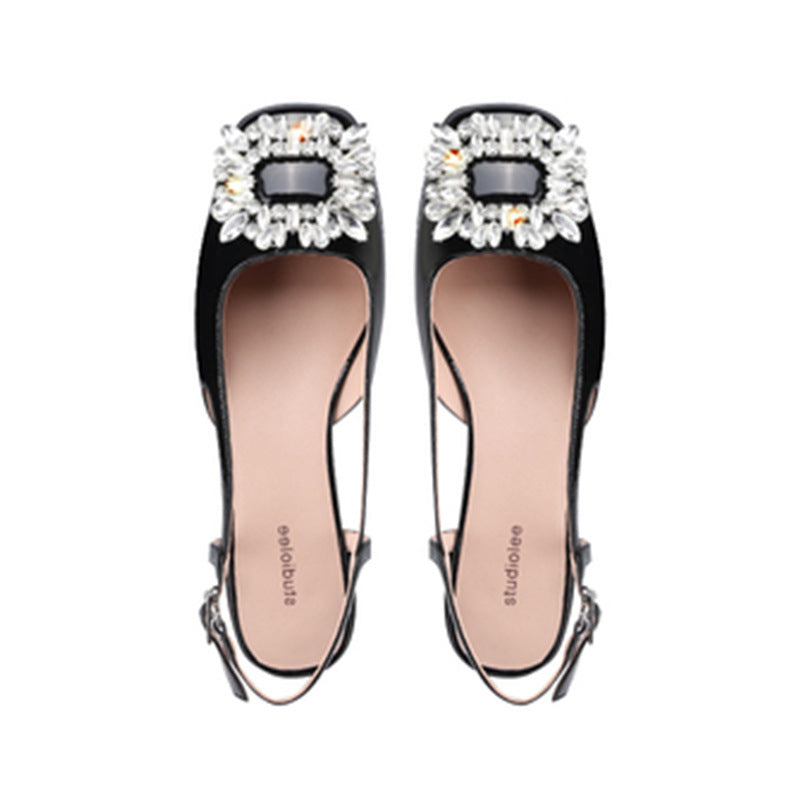 Women's Low-cut Back Empty Square Buckle Mary Jane Sandals