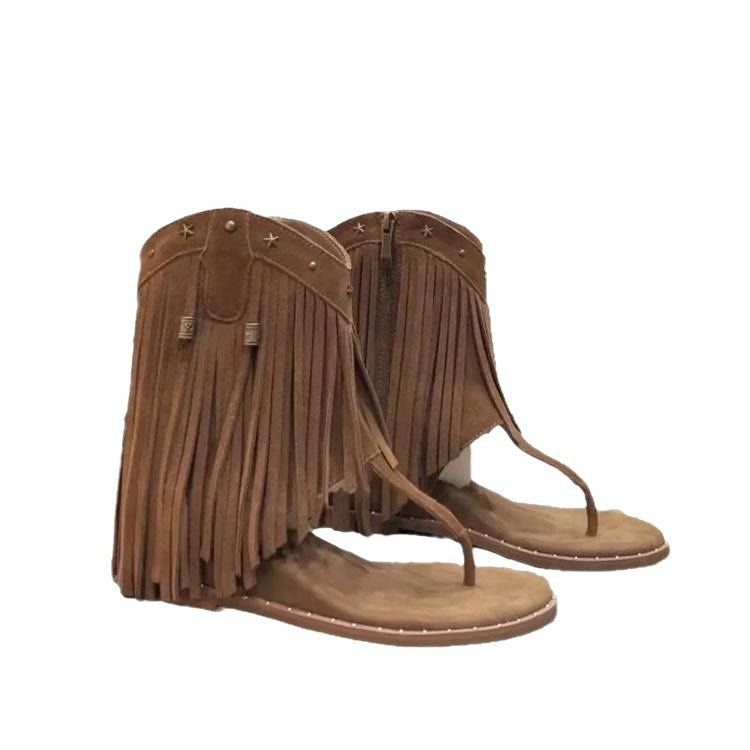 Women's Tassel Summer Open Toe Side Zipper Sandals