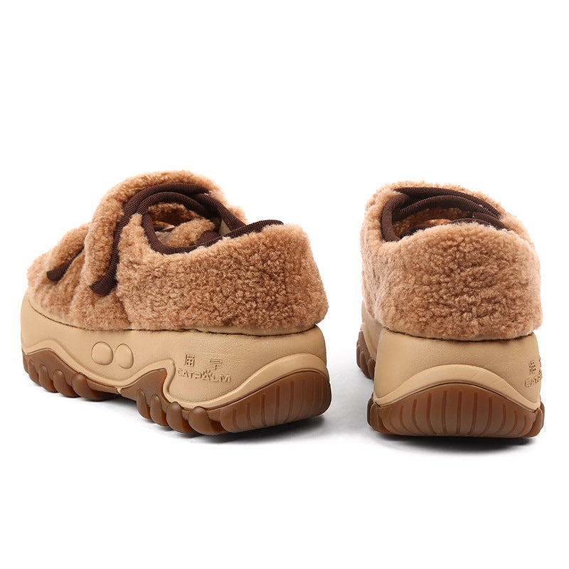 Women's Padded Real Fur Integrated Sports Platform Snow Boots