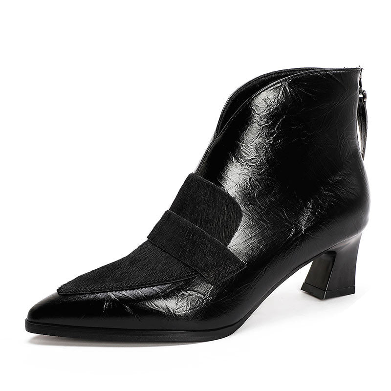 Women's Style Pointed Ankle V Cut Vintage Genuine Horse Boots