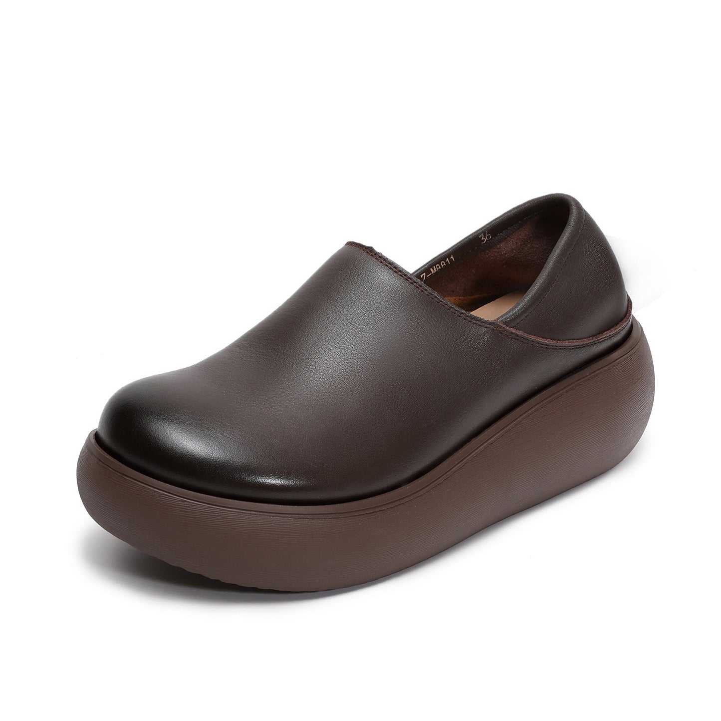 Women's Cowhide Two-way Thick Bottom Muffin Slip-on Loafers