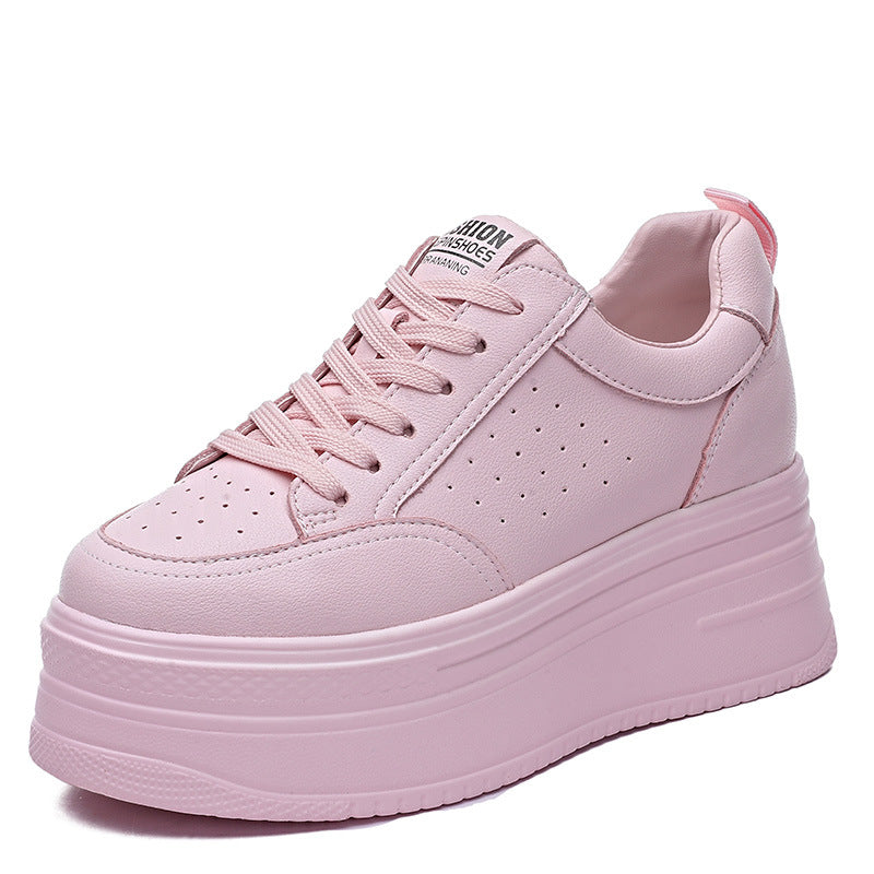 Women's Thick Bottom Inner Height Increase Punching Breathable Casual Shoes