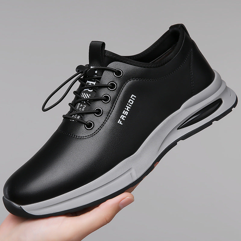 Men's Soft Thick-soled Business White British Slip-on Leather Shoes