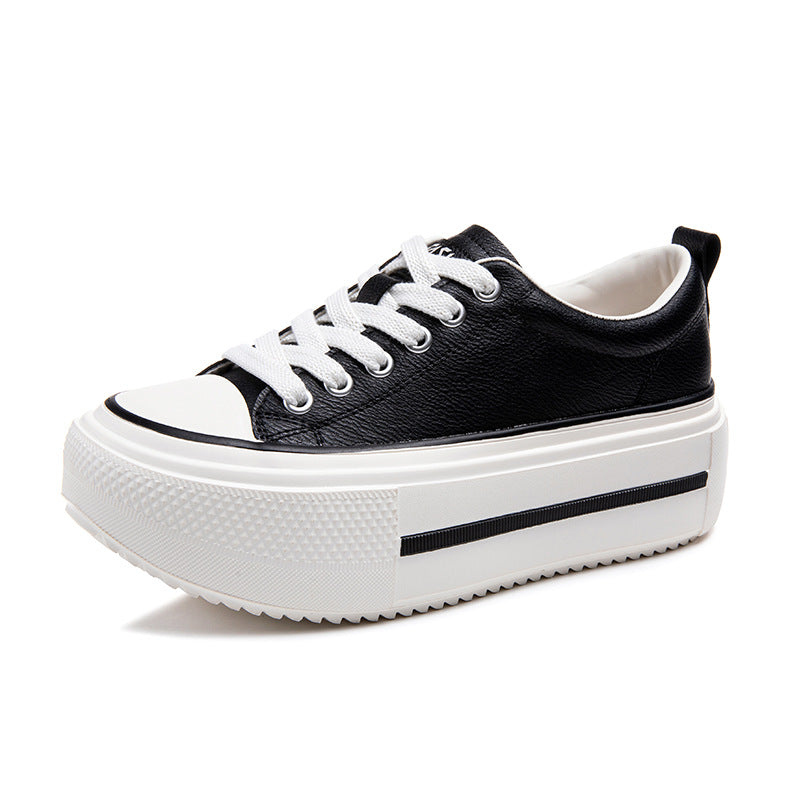 Women's Cowhide Easy Wear Leisure Sports Hight Increasing Board Women's Casual Shoes