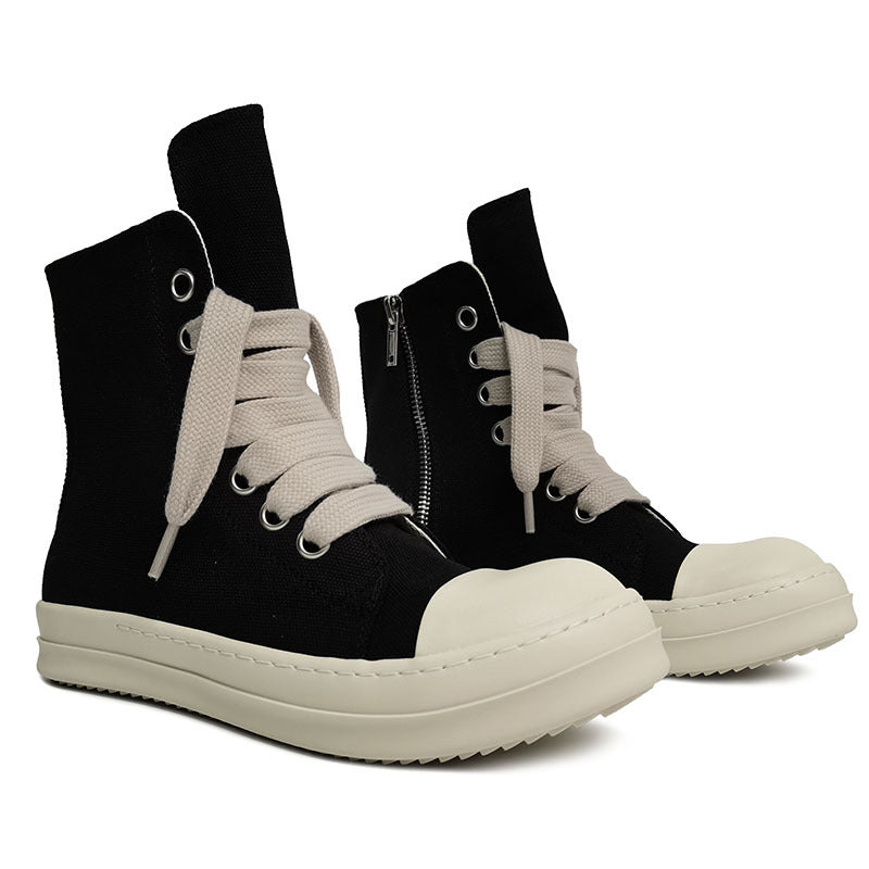 Women's & Men's Spring Thick-soled Wide Shoelaces Round Head Ankle Boots