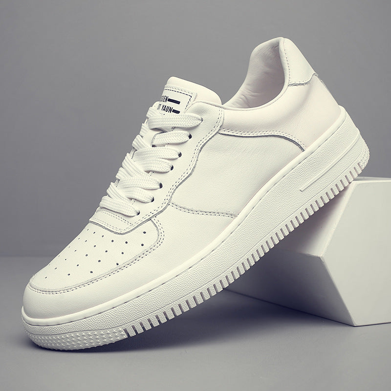 Men's Top Layer Cowhide Stylish Korean Style Versatile Black Thin Breathable Men's Board Shoes