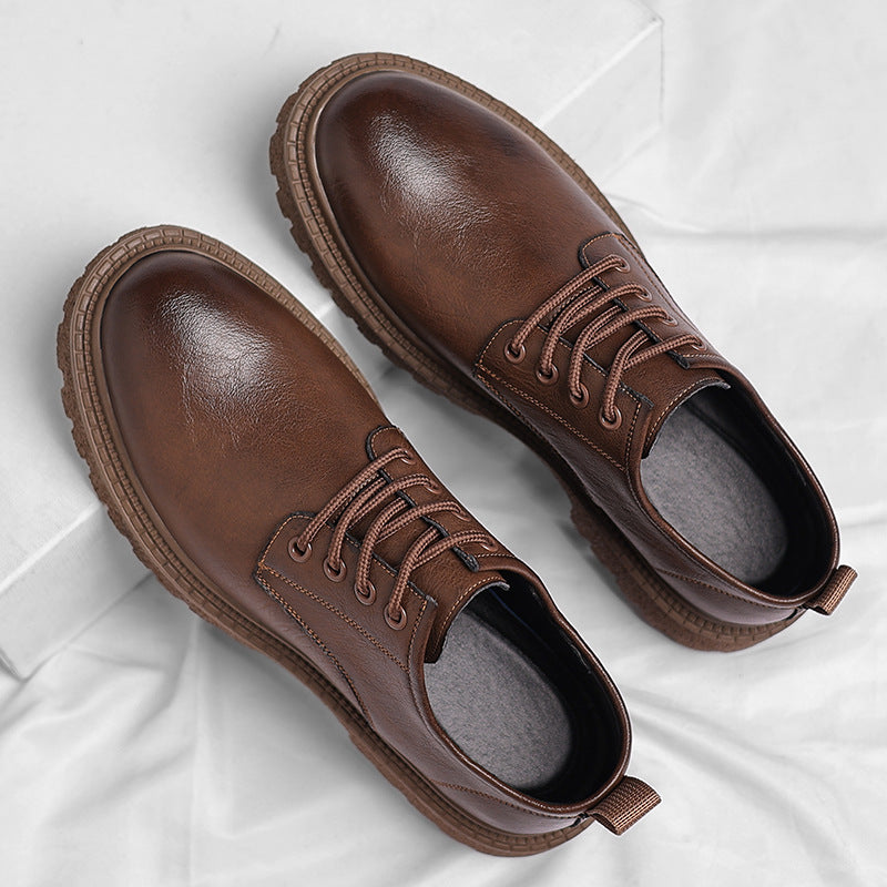 Men's Retro Business Platform Big Head British Leather Shoes