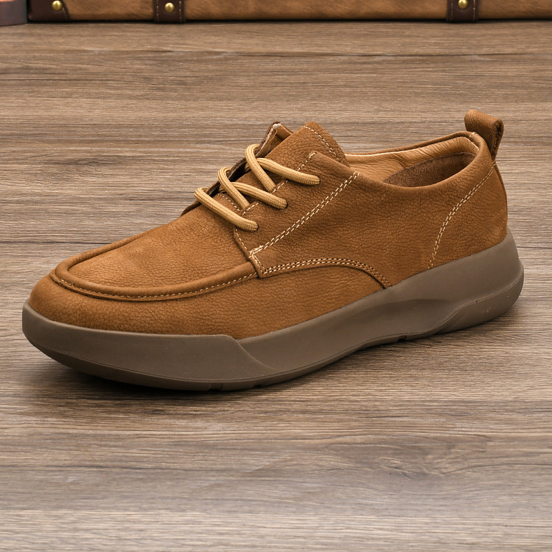 Men's Layer Cowhide Comfortable Soft Bottom Breathable Leather Shoes