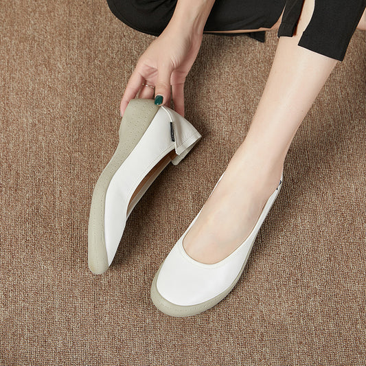 Women's Genuine Shallow Mouth Pumps Wedge Height Casual Shoes