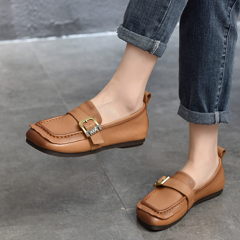 Women's Price Square Head Flat Low-cut Retro Casual Shoes