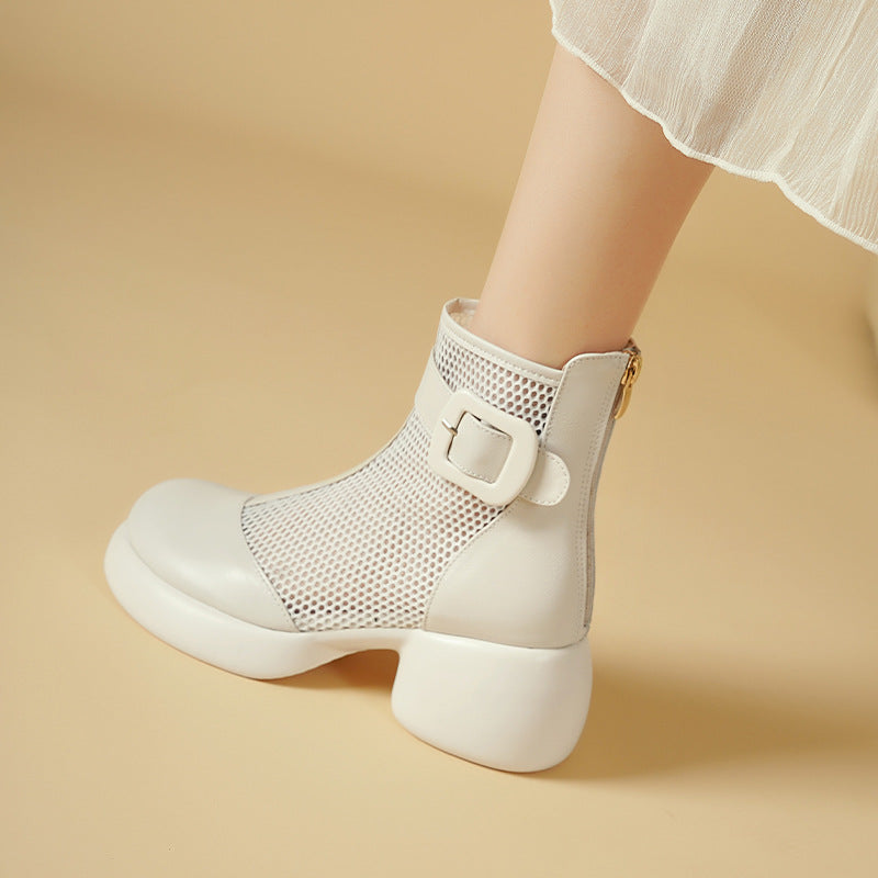 Women's Mesh Martin Thick Breathable Voile Hollow Booties Summer Sandals