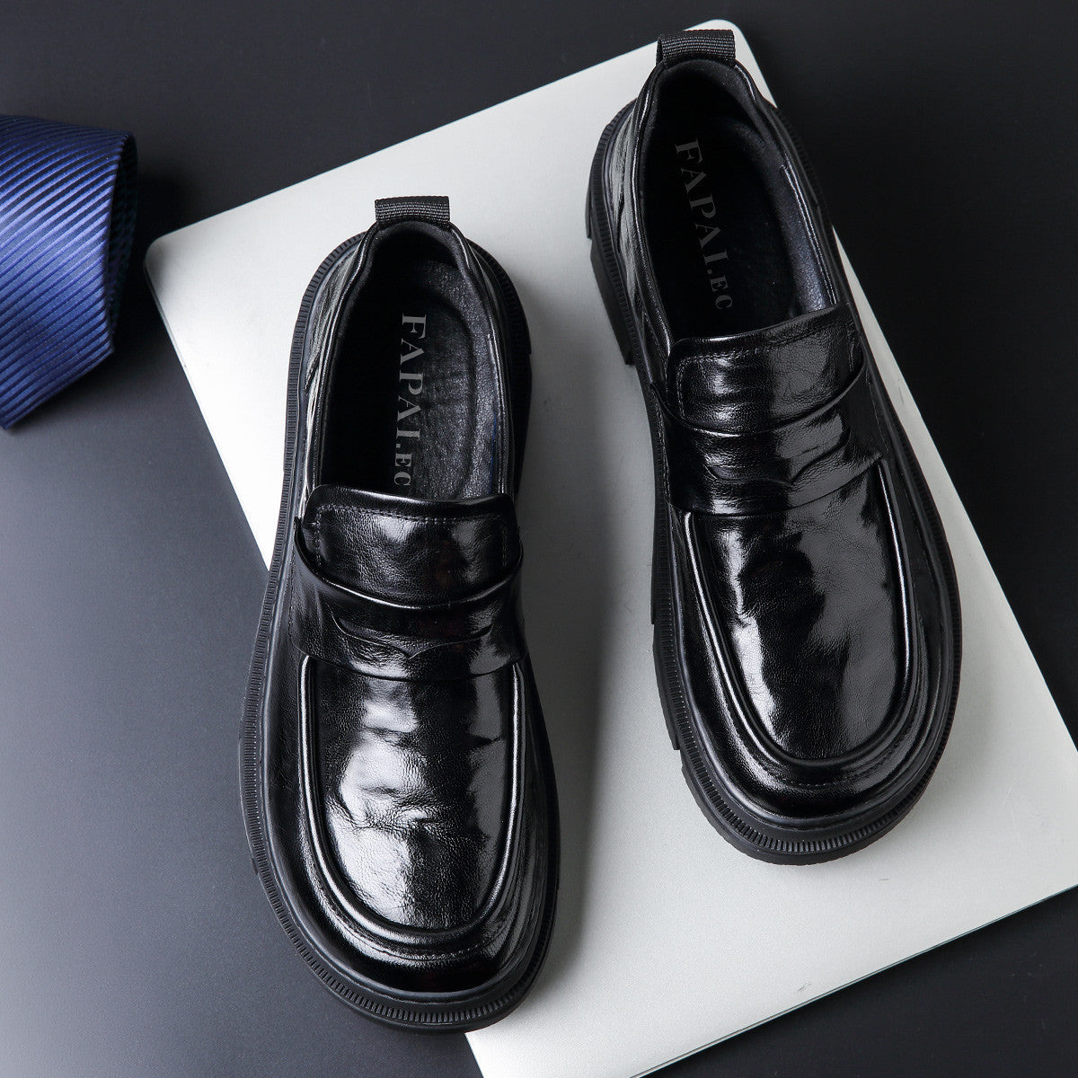 Men's Slip-on British Style Genuine Business Trends High Leather Shoes