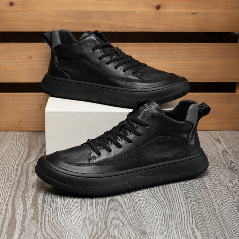 Top Layer Cowhide Board Fleece-lined Warm Sneakers
