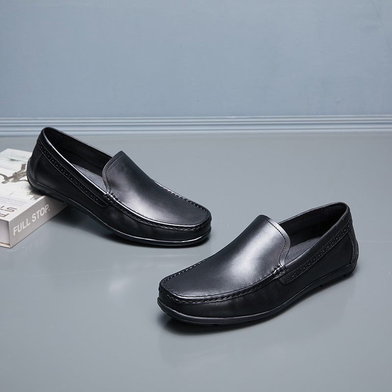 Men's Texture Waxing Spring Genuine Slip-on Comfortable Loafers