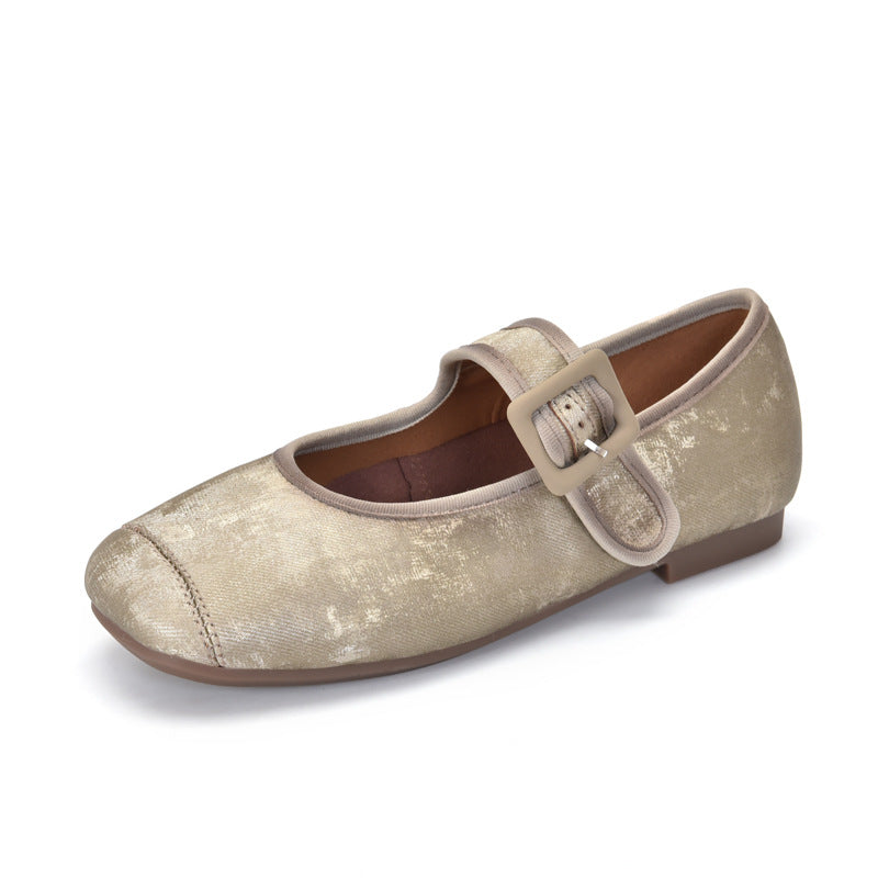 Women's Two Pairs Of Chinese Silk Genuine Shallow Mouth Soft Casual Shoes
