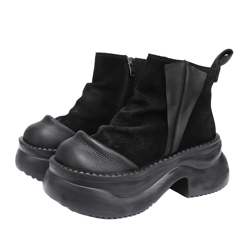 Women's Top Layer Cowhide Thick Bottom Light Boots