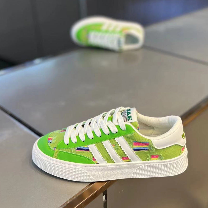 Summer Ripped Thin Breathable Cloth Fashion Skateboard Quick Men's Casual Shoes