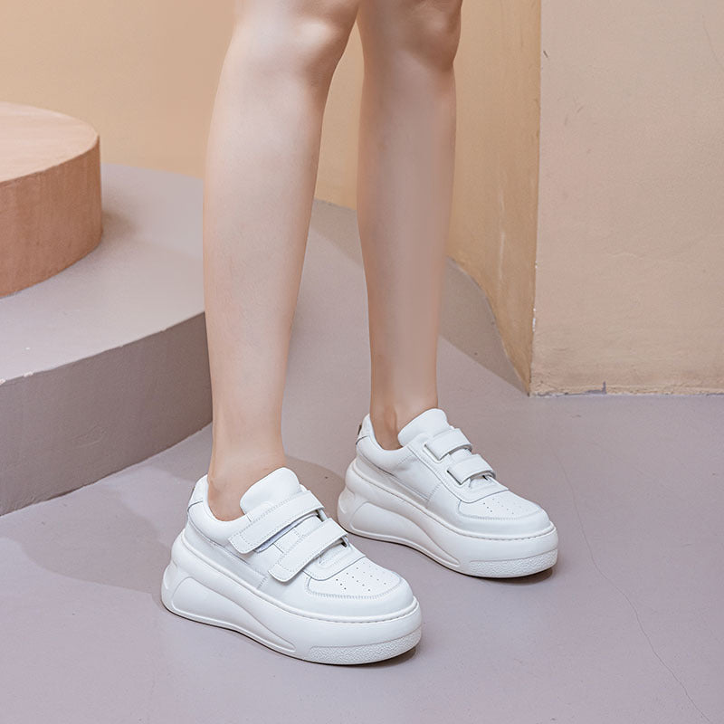 Women's Velcro White Spring Small Raise The Bottom Women's Casual Shoes