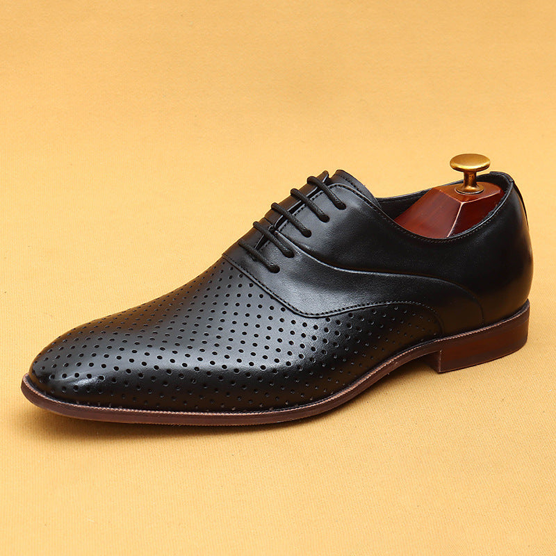Men's Summer Hollow Genuine Breathable Business Formal Leather Shoes