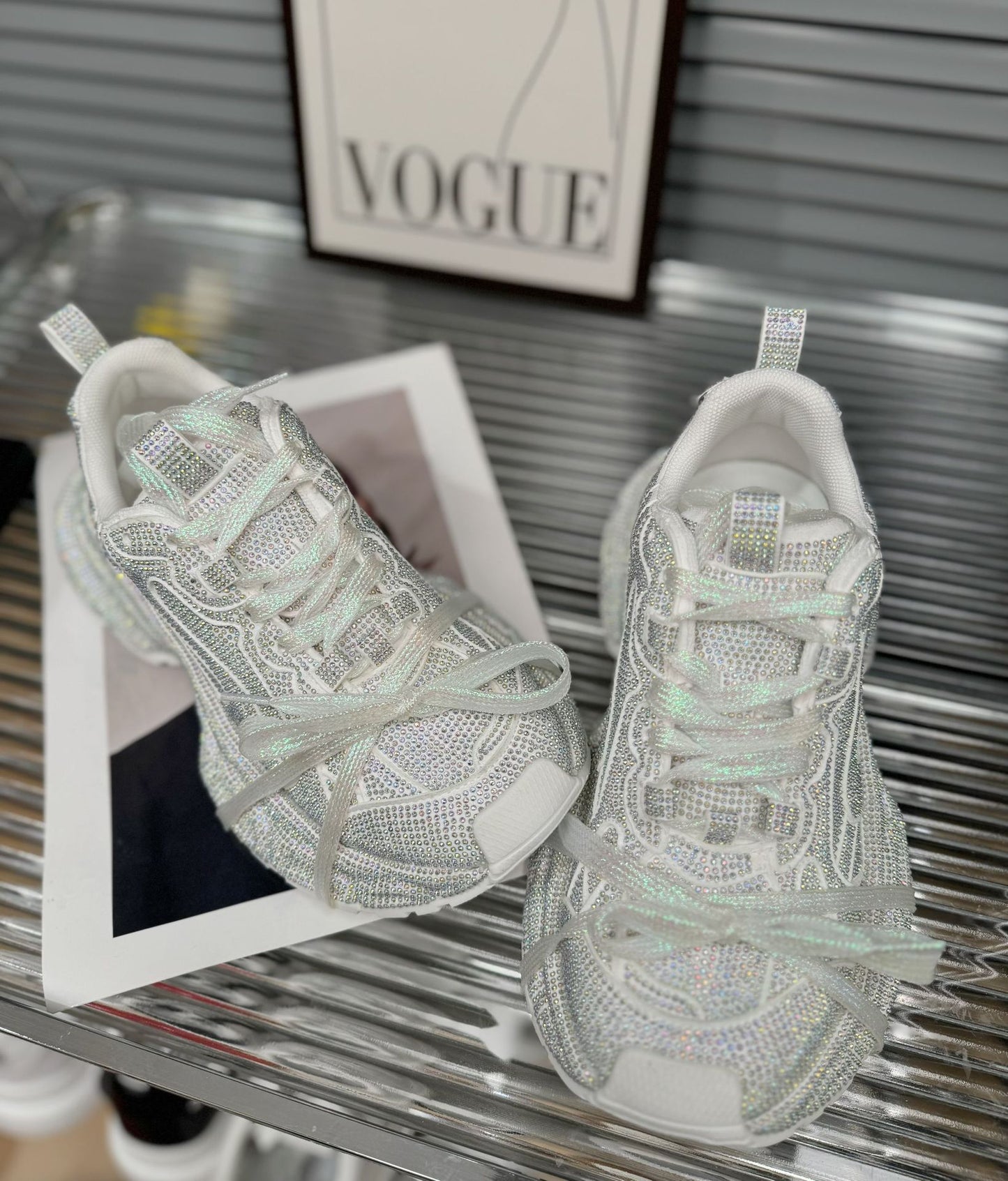 Women's Starry Rhinestone Platform Dad Spring Fashionable Casual Shoes