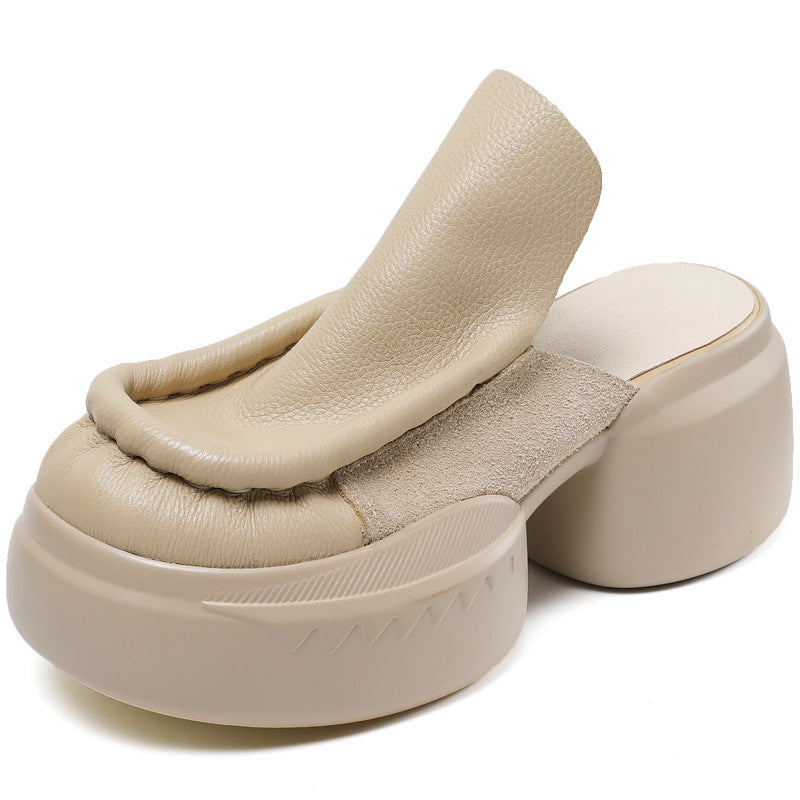 Women's High Summer Genuine Retro Outdoor Raise The Bottom Slippers