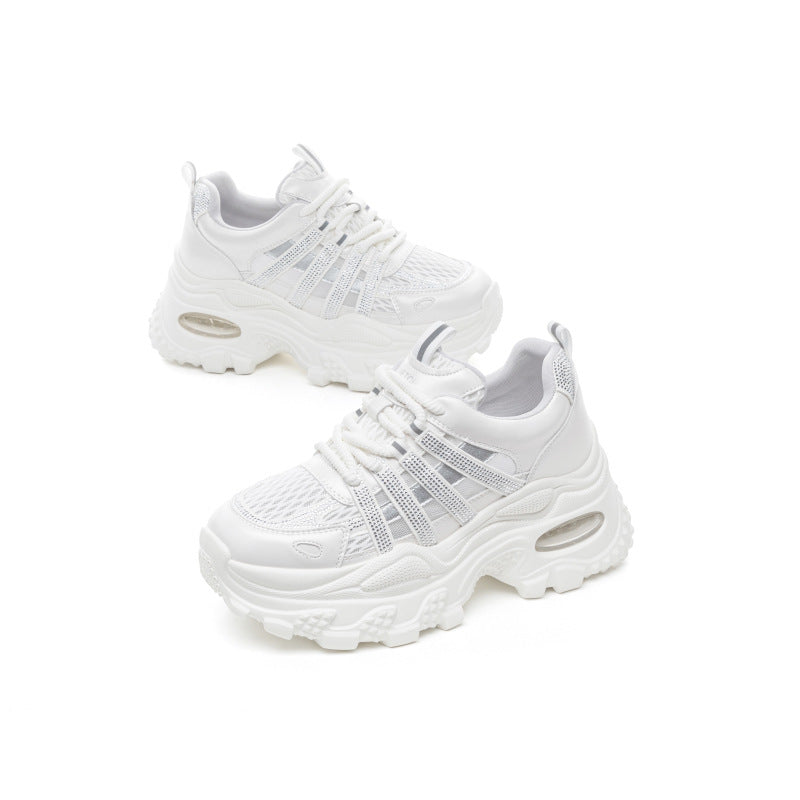 Women's Dad Summer Rhinestone Mesh Surface Hollowed Breathable Versatile Casual Shoes