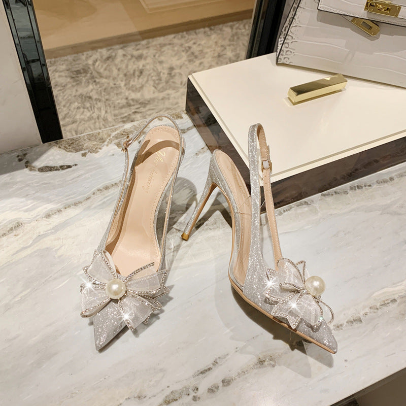 Wedding Stiletto Pointed Pearl Bridesmaid Bridal Heels