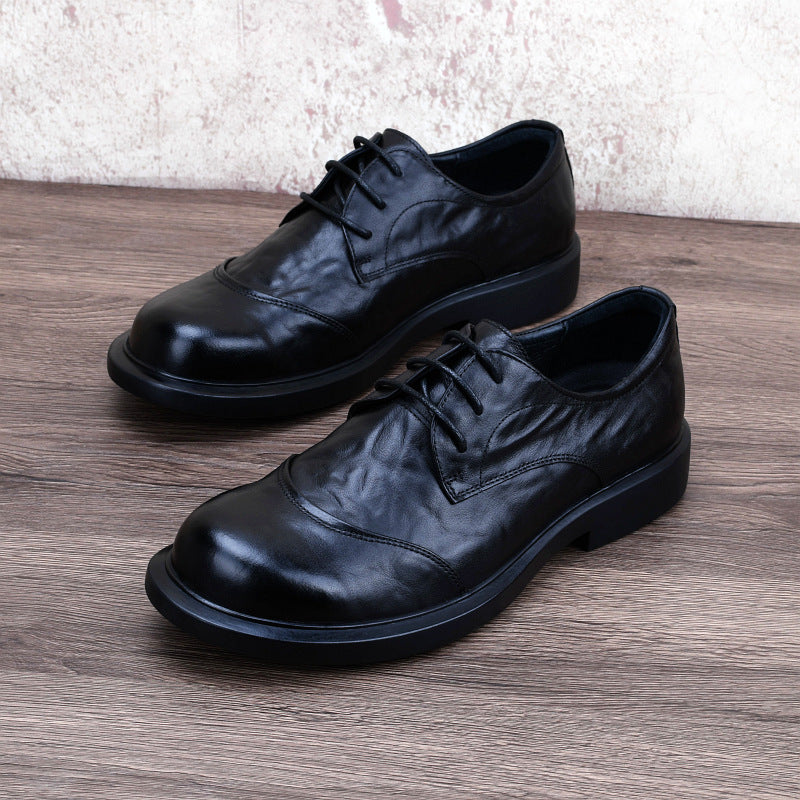 Men's Autumn First Layer Cowhide Breathable Deodorant Leather Shoes