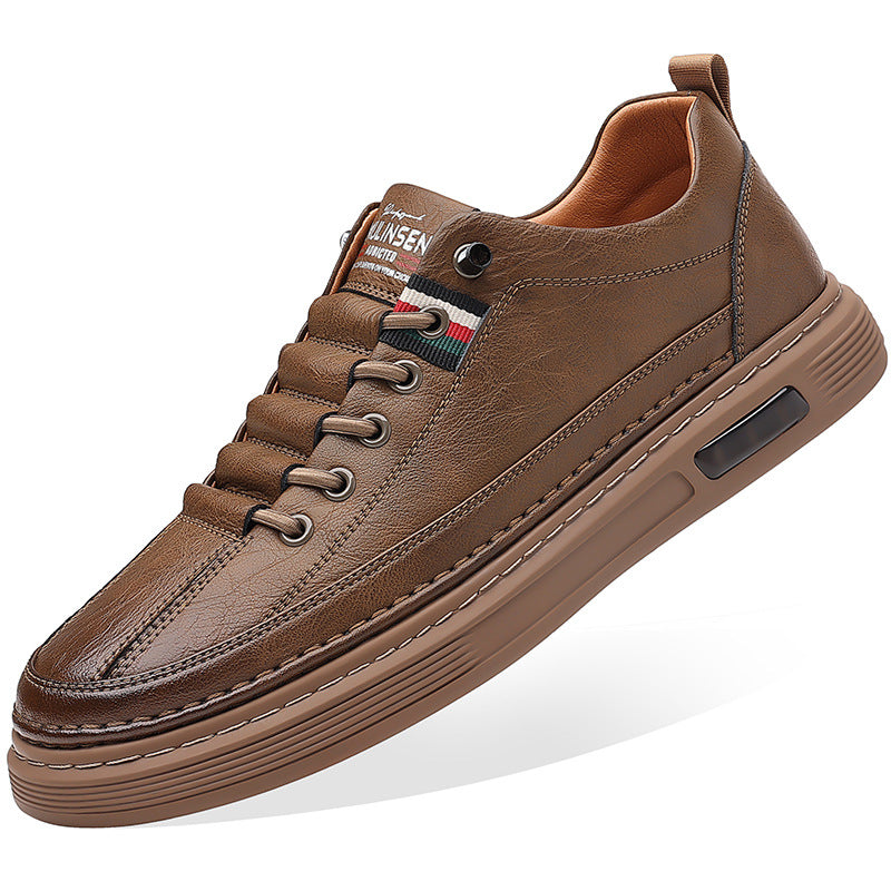 Men's Cowhide Soft Bottom Trendy Daily Sneakers